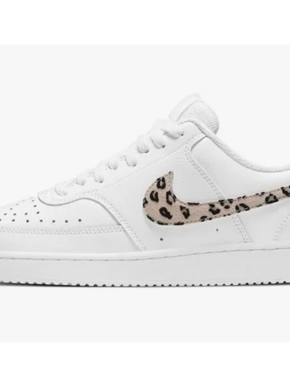 Womens Size 7.5 - Nike Court Vision Low Leopard Swoosh - White 2021